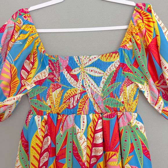 Flying Tomato Blue and Pink Puff Sleeve Sundress - Picture 8 of 13